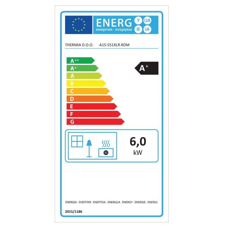 Kaminska peć Thermia Elipso 210 XL Ring - crni, bez kamena