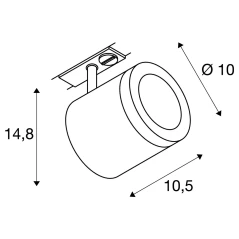 ENOLA_C, spot za 240V 1-faznu šinu, LED, 3000K, okrugla, 11,2W, uklj. 1-fazni adapter