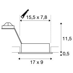 NEW TRIA 2 ugradbena svjetiljka, dvostruka, QPAR51, pravokutna, maks. 100W, uklj. clip opruge