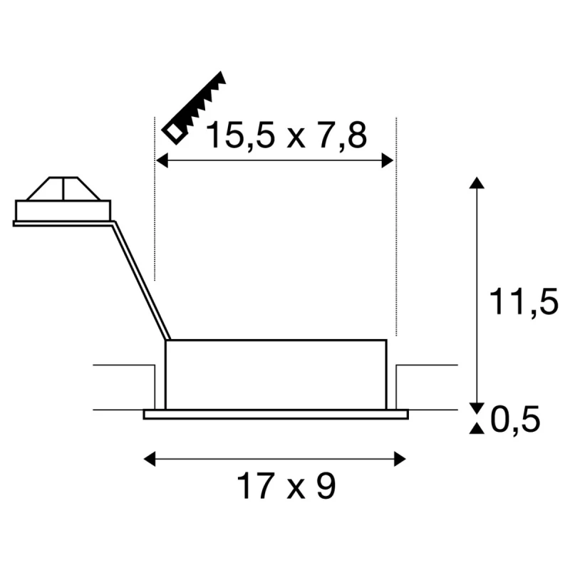 NEW TRIA 2 ugradbena svjetiljka, dvostruka, QPAR51, pravokutna, maks. 100W, uklj. clip opruge