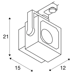 EURO CUBE, spot za 240V 3-faznu šinu, LED, 4000K, 60°, uklj. 3-fazni adapter