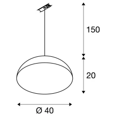 FORCHINI M, visilica za 240V 1-faznu šinu, okrugli, crno/zlatni, Ø 40 cm, uklj. 1-fazni adapter