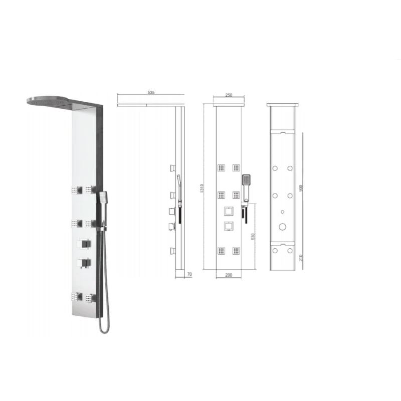 Hidromasažni tuš panel Thalia od anodiziranog ABS-a