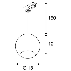 LIGHT EYE, visilica za visokonaponsku 3-faznu stazu, QPAR111, max. 75W, uklj. 3-fazni adapter