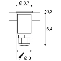 DASAR MINI 37, vanjska ugradbena instalacija, LED, 3000K, IP67, okrugla, brušeni nehrđajući čelik, 12-24V, 2W