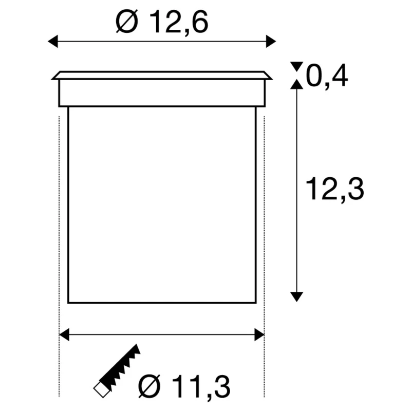 ROCCI 125, vanjska ugradbena montaža, LED, 3000K, IP67, okrugli, nehrđajući čelik 316, max. 6W