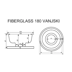 Drvena fiberglass kada - vanjski grijač