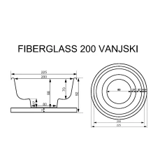 Drvena fiberglass kada - vanjski grijač