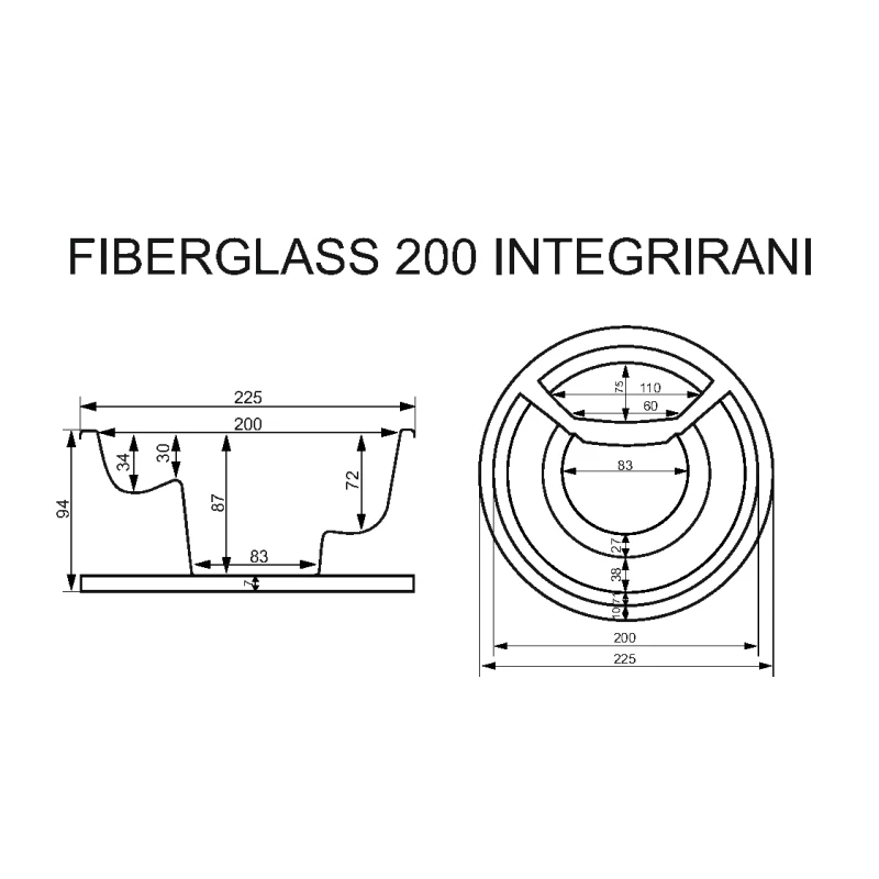 Drvena fiberglass kada - integrirani grijač