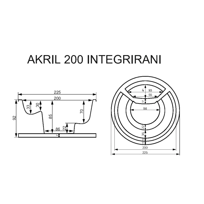 Drvena akrilna kada - integrirani grijač