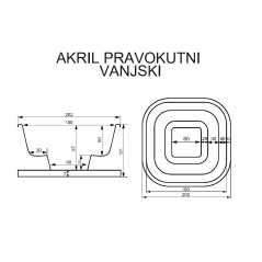 Drvena akrilna pravokutna kada - vanjski grijač