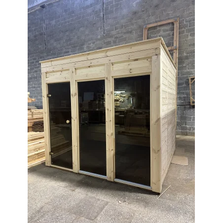 Eco moderna sauna 2.4x2.4m borovina