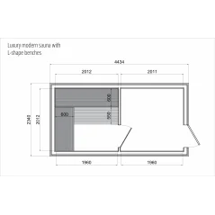 Lux moderna sauna 2.3x4.4m termo drvo/borovina