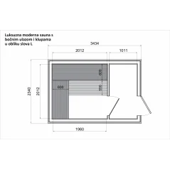 Lux moderna sauna 2.3x3.4m termo drvo/borovina