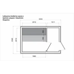 Lux moderna sauna 2.3x3.4m termo drvo/borovina