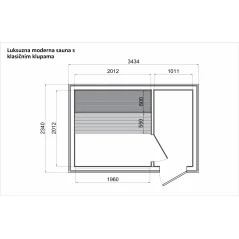 Lux moderna sauna 2.3x3.4m termo drvo/borovina