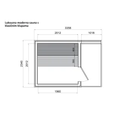 Lux moderna sauna 2.3x3.3m termo drvo/borovina