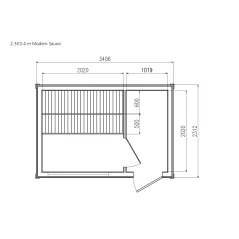 Moderna sauna 2.3x3.4m borovina