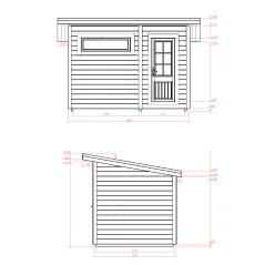 Moderna sauna 2.3x3.4m borovina