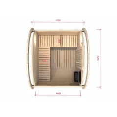 Sauna bačva 1.7 m Ø 1.97 m termo drvo