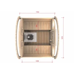 Sauna bačva 1.7 m Ø 1.97 m termo drvo