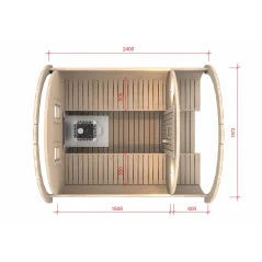 Sauna bačva 2.4 m Ø 1.97 m termo drvo