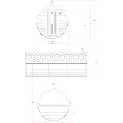 Sauna bačva 2.4 m Ø 2.27 m termo drvo