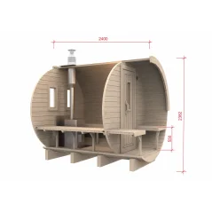 Sauna bačva 2.4 m Ø 2.27 m termo drvo