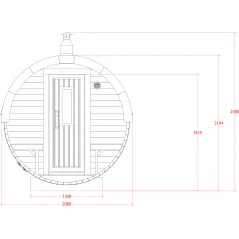 Sauna bačva 3.0 m Ø 1.97 m borovina