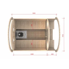 Sauna bačva 3.0 m Ø 1.97 m borovina