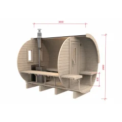 Sauna bačva 3.0 m Ø 1.97 m borovina