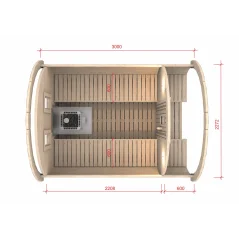 Sauna bačva 3.0 m Ø 2.27 m borovina