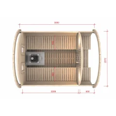 Sauna bačva 3.0 m Ø 2.27 m termo drvo