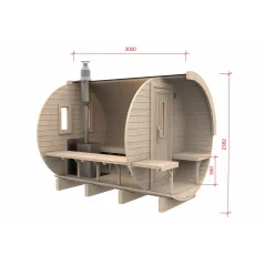 Sauna bačva 3.0 m Ø 2.27 m termo drvo