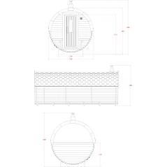 Sauna bačva 3.5 m Ø 2.27 m termo