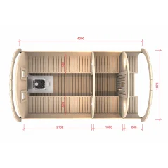Sauna bačva 4.0 m Ø 1.97 m borovina