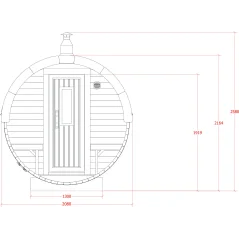 Sauna bačva 4.5 m Ø 1.97 m termo